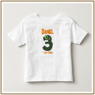 愛らしいグリーン&オレンジ私は3 トドラーTシャツ