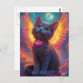 愛らしいグレーエンジェルキットン ポストカード (正面/裏面)