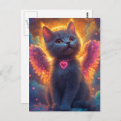 愛らしいグレーエンジェル子猫 ポストカード (正面/裏面)