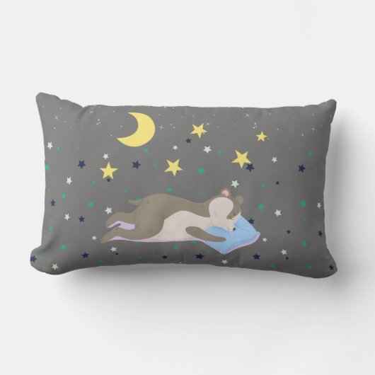 愛らしいグレーパターンの子供 ランバークッション (正面)