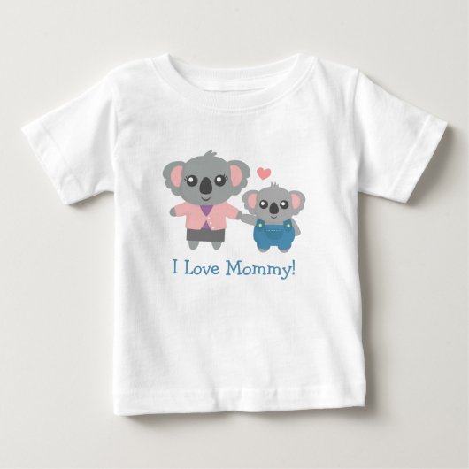 愛らしいコアラのママと子供 ベビーTシャツ (正面)