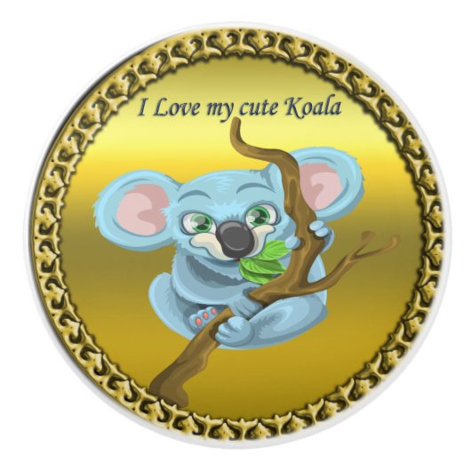 愛らしいコアラは森の木に生えている セラミックノブ (正面)