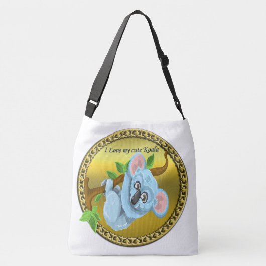 愛らしいコアラぶら下がったクマの木の枝 クロスボディバッグ (裏面)