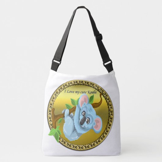 愛らしいコアラぶら下がったクマの木の枝 クロスボディバッグ (正面)