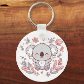 愛らしいコアラキーチェーンとフローラデザイン キーホルダー (正面)