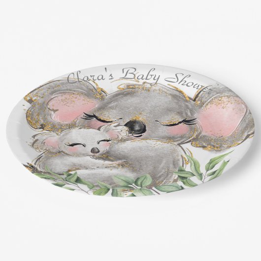 愛らしいコアラベビー、マママベビーシャワー紙プレート ペーパープレート (アングル)