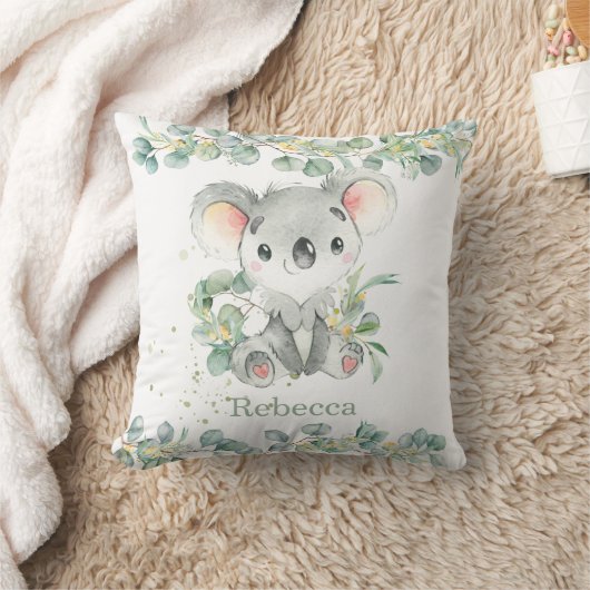 愛らしいコアラユーカリプタスリーフィーガールボーイ子供部屋 クッション (ブランケット)