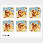 愛らしいコッカースパニエル犬の上の子犬走 スクエアシール (シート)