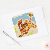 愛らしいコッカースパニエル犬の上の子犬走 スクエアシール (封筒)