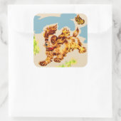 愛らしいコッカースパニエル犬の上の子犬走 スクエアシール (バッグ)