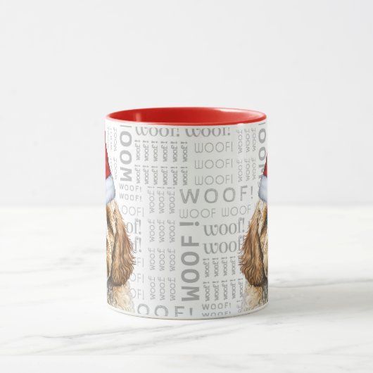 愛らしいコックポーとウーフアートクリスマスマグ マグカップ (中央)