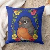 愛らしいコネチカット州の鳥とミラビリス クッション (ブランケット)