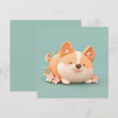 愛らしいコーギーの子犬の3D粘土ポストカードアート (正面/裏面)