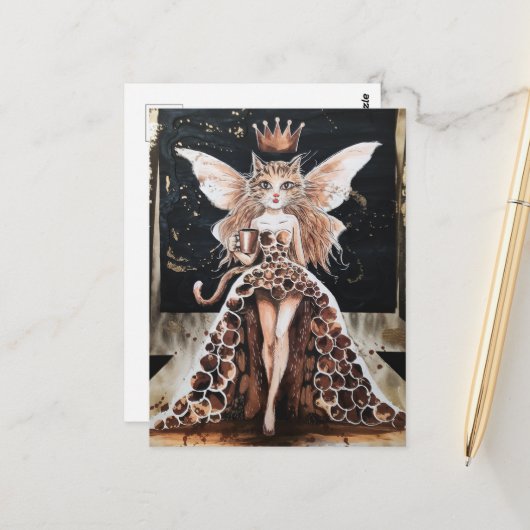 愛らしいコーヒーキャットフェアリーでのファッションショー ポストカード (正面/裏面インサイチュ)