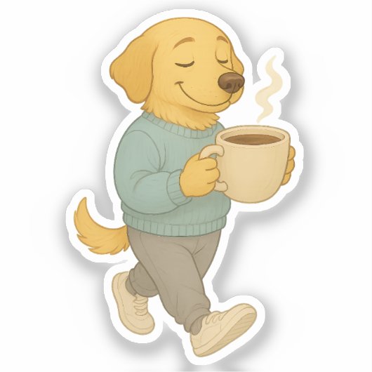 愛らしいコーヒードッグクリップアート シール (正面)