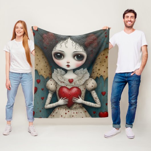 愛らしいゴシック様式のバレンタイン人形 フリースブランケット (インサイチュ)