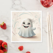 愛らしいゴーストフレンドハロウィーンデザイン スタンダードランチョンナプキン (インサイチュ)