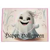 愛らしいゴーストフレンドハロウィーンデザイン ラージペーパーバッグ (正面)