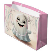 愛らしいゴーストフレンドハロウィーンデザイン ラージペーパーバッグ (裏面アングル)