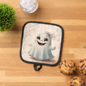 愛らしいゴーストフレンドハロウィーンデザイン 鍋敷き (トップダウン)