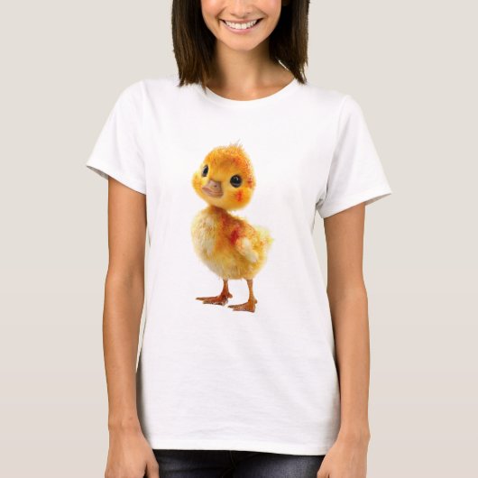 愛らしいゴールデンフラッフのアヒルの子・女性 Tシャツ (正面)