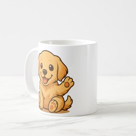 愛らしいゴールデンレトリエバーマグ – かわいい犬の飲み物用品 コーヒーマグカップ (正面左)