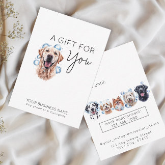 愛らしいゴールデンレトリバーのペットグルーミングギフトカード ノートカード