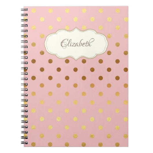 愛らしいゴールドの水玉模様,オーダーメイド ノートブック (正面)