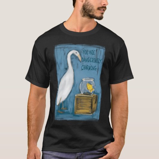 愛らしいサギと魚 Tシャツ (正面)