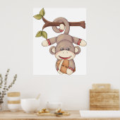 愛らしいサッカーを持つ猿のポスター ポスター (キッチン)