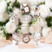 愛らしいサファリの動物をテーマにした誕生日 アクリル招待状