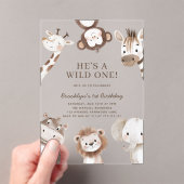 愛らしいサファリの動物をテーマにした誕生日 アクリル招待状 (インサイチュ (ポータブル))