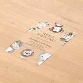 愛らしいサファリの動物をテーマにした誕生日 アクリル招待状 (レイダウン)