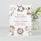 愛らしいサファリの動物をテーマにした誕生日 招待状 (スタンド正面)