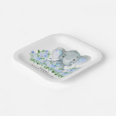 愛らしいサファリエレファントボーイズベビーシャワー ペーパープレート (傾斜あり)