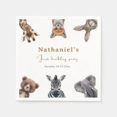 愛らしいサファリフォレストアニマルズ誕生日 スタンダードカクテルナプキン (正面)