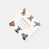 愛らしいサファリフォレストアニマルズ誕生日 スタンダードカクテルナプキン (角)