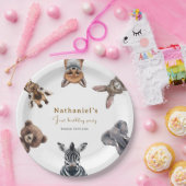 愛らしいサファリフォレストアニマルズ誕生日 ペーパープレート (パーティー)