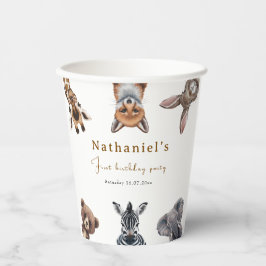 愛らしいサファリフォレストアニマルズ誕生日 紙コップ