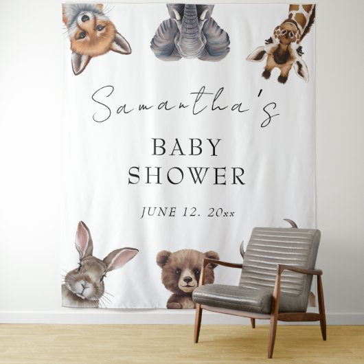 愛らしいサファリ動物のベビシャワーカードとギフト タペストリー (インサイチュ)