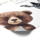 愛らしいサファリ動物誕生日歓迎サイン ポスター (角)