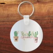 愛らしいサボテン、シルバー キーホルダー (正面)