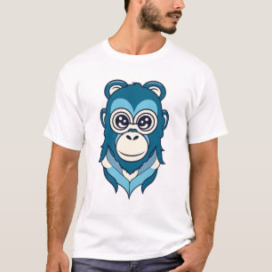 愛らしいサルイラストレーションデザイン Tシャツ