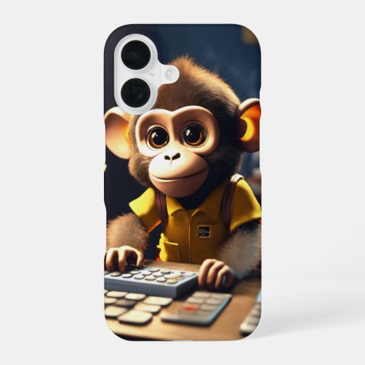 愛らしいサル会計士iPhone 16ケース iPhone 16ケース (裏面)