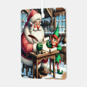 愛らしいサンタと小妖精や小人クリスマス メタルオーナメント (正面左)