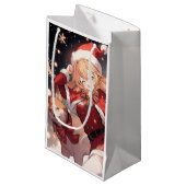 愛らしいサンタアニメの少女とクリスマス柴犬 スモールペーパーバッグ (正面アングル)