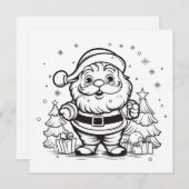 愛らしいサンタカラーリングクリスマスキッズクラフト シーズンカード (正面/裏面)