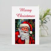 愛らしいサンタクロースのメリークリスマス 箔シーズンカード (立ち正面)