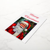 愛らしいサンタクロースのメリークリスマス 箔シーズンカード (回転した状態)