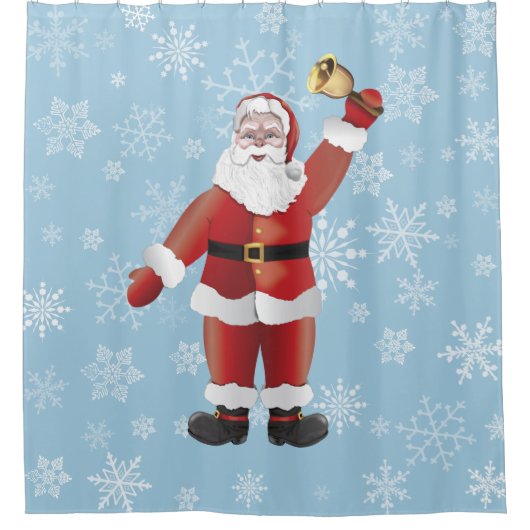 愛らしいサンタクロースの漫画のおもしろいクリスマス シャワーカーテン (正面)